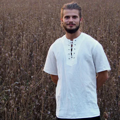 Lněná košile krátký rukáv bílá